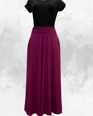 Dámská dlouhá na zem půlkolová úpletová sukně,purpurová